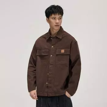 Американская ретро-куртка мужская рубашка для инструментов свободная большого размера модная брендовая повседневная джинсовая куртка S чёрный
