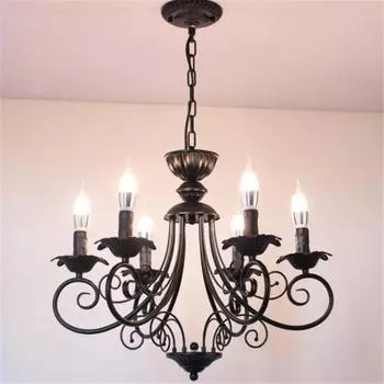 Американская ретро-люстра в стиле лофт, глянцевая свеча, подвесная кованая железная люстра для ресторана, фермерского дома, украшения дома, осветительные приборы 3 чёрный