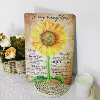 Американская ретро металлическая жестяная вывеска Подсолнух Железная картина Домашняя фреска для дома Спальня Кабинет Кафе Бар Прилавок Настенное украшение