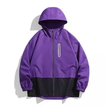 Американская ретро осенняя повседневная куртка с капюшоном, модная тенденция, свободное ветрозащитное минималистское пальто M чёрный