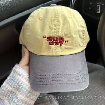 Американская ретро-шляпа в цветном стиле, женская винтажная универсальная контрастная бейсболка, модная мужская уличная кепка в стиле хип-хоп M56—58cm жёлтый