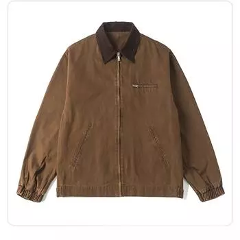 Американская ретро-стираемая куртка Tooling Jacket для мужчин и женщин American High-end Lapel Loose Ruffian Красивый повседневный топ S