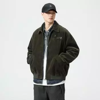 Американская ретро-трендовая брендовая вельветовая куртка мужская свободная куртка с лацканами для летающих инструментов M кофейный