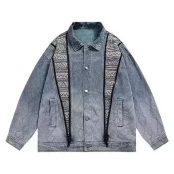 Американская ретро-высококачественная универсальная этническая джинсовая куртка для мужчин и женщин M