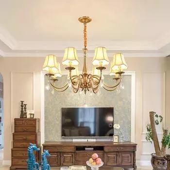 Американская сельская ретро светодиодная люстра кованая гостиная спальня домашний декор скандинавский тканевый светильник потолочный светильник Warm light buld