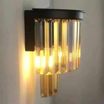 Американская спальня прикроватная лампа настенная лампа гостиная кабинет коридор лампа скандинавский свет роскошный современный хрустальный настенный светильник украшение комнаты Warm White (2700-3500K)&black&Transparent crystal белый