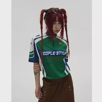 «Американская спортивная футболка контрастного цвета Slim Fit Breathable Cycling» M красный