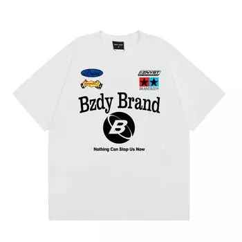 Американская уличная одежда Ins хип-хоп ретро-печать с короткими рукавами летняя мужская свободная повседневная футболка с круглым вырезом и короткими рукавами Y2K M230g белый