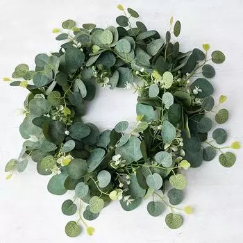 Американская весна Большая имитация гирлянды Дверные аксессуары Гирлянда из эвкалипта Сладкое сердце Лист эвкалипта Свадебный кулон Дверное кольцо
