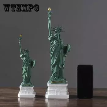 WTEMPO Американская винтажная статуя Свободы Статуя Поделки Творческий дом Гостиная Офис Кабинет Украшения Орнаменты 26cm зелёный