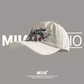 Американские бейсболки Niche Ins с вышитым ретро-мультяшным принтом для мужчин и женщин, летние уличные тренды, универсальные солнцезащитные кепки в стиле хип-хоп 56-58cm бежевый