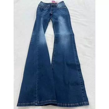 Американские детки, потертые, с низкой талией, эластичные, расклешенные джинсы, женские, весна-осень, ретро, узкие, дорожные брюки, синие, джинсовые брюки 2000-х годов XS синий