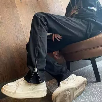 Американские джинсы High Street весна-осень мужские премиум-дизайн брюки с разрезом на молнии L чёрный