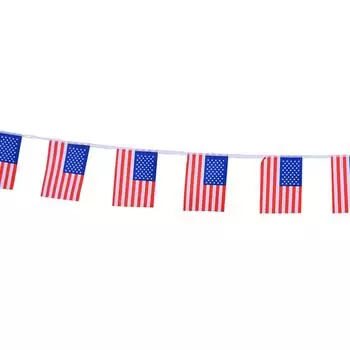 Американские флажки-вымпелы, Патриотические мероприятия 4 июля День независимости Декорация Спорт-бары - 33 фута 38 флажков Украшения на День независимости One Size