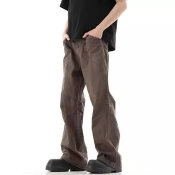 Американские хип-хоп ретро повседневные брюки мужские весна и осень свободные широкие брюки XXXL коричневый