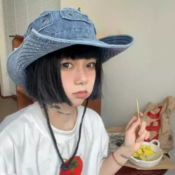 Американские красотки * вымытая большая солнцезащитная шляпа-ведро с карнизами для женщин, походная шляпа для мужчин, ковбойская шляпа в стиле вестерн M56-58cm синий