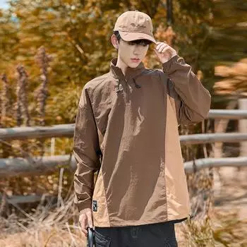 Американские куртки для мужчин на весну и осень. Новые модные брендовые ветрозащитные куртки. Свободные спортивные топы с воротником-стойкой для мужчин. M