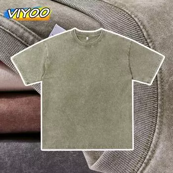 Американские мужские и женские свободные высококачественные винтажные ретро хлопковые футболки с коротким рукавом, топы, блузки для мужчин, уличная одежда S чёрный