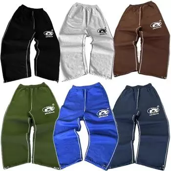 Американские новые трендовые широкие брюки с талией для мужчин Y2K Harajuku Hip-Hop Joker Casual Sweatpants M темно-синий