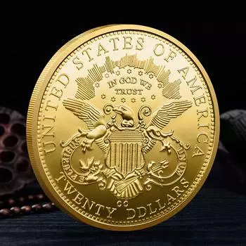 Американские памятные монеты с тиснением Статуи Свободы 1875 года, покрытые золотом