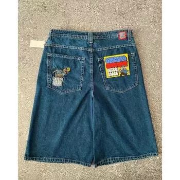 Американские прямые брюки для мужчин и женщин, универсальные джинсы, уличная мода, универсальные шорты, персонализированная одежда в стиле хип-хоп в стиле Харадзюку S