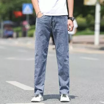 Американские прямые джинсы мужские летние тонкие секции большого размера 29 синий