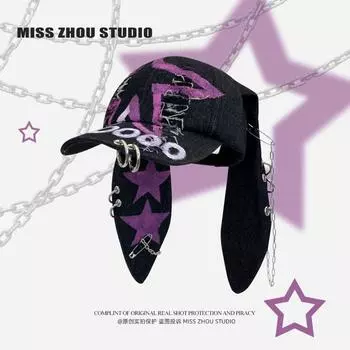 Американские ретро-бейсболки с граффити и кроличьими ушками для женщин и мужчин, индивидуальные кепки в стиле панк с дырочками и дизайном в стиле хип-хоп 56-58cm