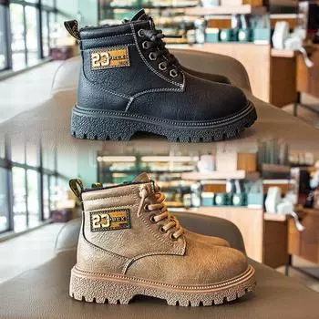 Американские ретро-ботинки Martin для мальчиков в стиле «бархат», осенне-зимние детские хлопковые ботинки для мальчиков и девочек, короткие ботинки 27