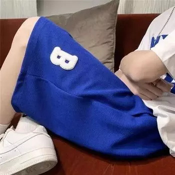 Американские ретро-брюки с пятью точками, модный тренд, корейская версия, универсальные свободные спортивные штаны, летние новые мужские повседневные брюки M чёрный