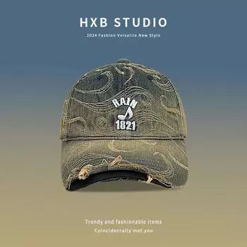 Американские ретро-кепки из вымытого денима для женщин, летние и осенние, повседневные, универсальные, персонализированные, вышитые, мужские кепки 56-58cm синий
