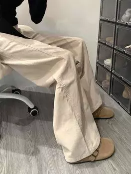 Американские ретро-комбинезоны женские джинсы весна, осень и зима 2024 новый дизайн sense нишевые свободные прямые широкие брюки S 80-45 kg