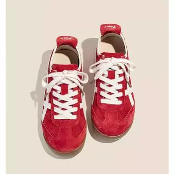 Американские ретро красные немецкие кроссовки женские 2025 новые модные универсальные цветовые сочетания с плоской подошвой для спорта и отдыха Forrest Gump 35 красный