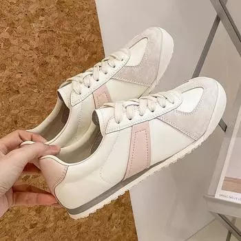 Американские ретро-кроссовки Dexun 2024 года, весна-лето, новые туфли Forrest Gump на шнуровке с круглой подошвой и плоской подошвой, универсальные повседневные спортивные туфли 35 серебряный