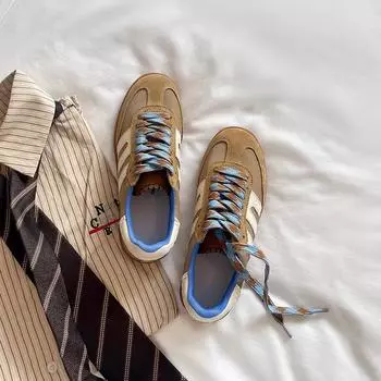 Американские ретро-кроссовки из мягкой кожи в тон немецкой обуви, женские, осень 2024, новые модные спортивные и развлекательные туфли на плоской подошве Forrest Gump 35