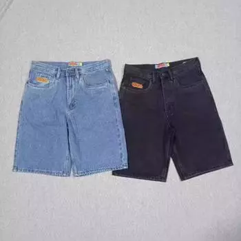 Американские ретро-новые Y2K антикварные лоскутные вышитые нерегулярные джинсовые шорты для мужчин и женщин свободные повседневные шорты в стиле Харадзюку S