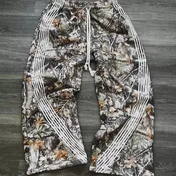 Американские ретро полосатые трикотажные брюки мужские Y2k Street Harajuku модные брендовые брюки свободного покроя свободные повседневные широкие брюки женские S