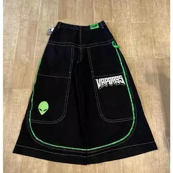 Американские ретро-принты с черепами, выстиранные джинсы High Street для мужчин и женщин, повседневные прямые свободные и универсальные брюки широкого кроя M