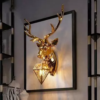 Американские ретро-светильники с оленями, светодиодные настенные светильники в виде рогов, современные настенные светильники для гостиной, спальни, прикроватные бра, домашний светильник small