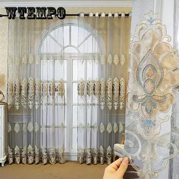 Американские роскошные золотые розы с вышивкой из прозрачного тюля для гостиной, спальни, двери, окна, занавески для спальни, гостиной 100*200CM