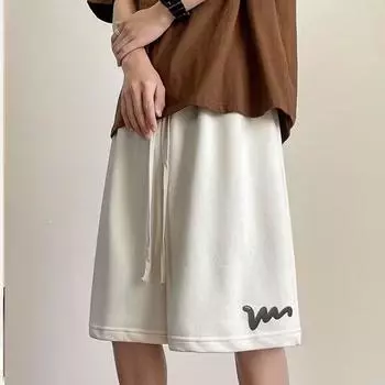 Американские шорты для мальчиков, летние, тонкие, спортивные, модные, универсальные, повседневные, свободные, с пятью точками M чёрный