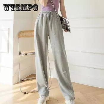 Американские свободные спортивные штаны Fried Street, женские свободные повседневные леггинсы, летние тонкие шаровары с высокой талией M чёрный