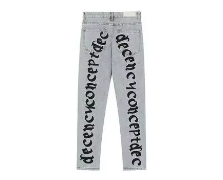 Американские уличные потертые готические джинсы с вышивкой буквами, нишевые мужские джинсы, прямые брюки, ins tide 2XL флуоресценции зеленый