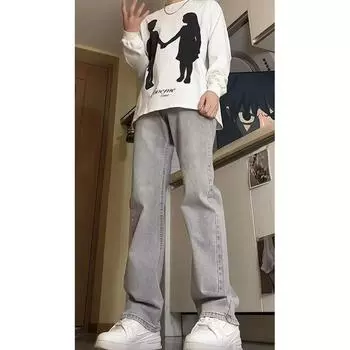 Американские уличные потертые винтажные джинсы мужские весна и осень прямые свободные длинные брюки в европейском и американском стиле High Street Vibe S