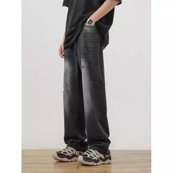 Американские уличные потертые винтажные джинсы мужские весна и осень прямые свободные длинные брюки в европейском и американском стиле High Street Vibe S синий