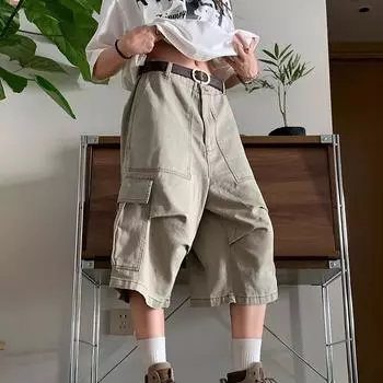 Американские винтажные брюки-карго 90-х годов 20 века, женские брюки-карго в стиле Харадзюку, свободные летние короткие брюки, уличные корейские шорты S серый