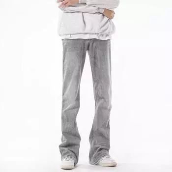 Американские вымытые джинсы из денима, мужские осенние новые свободные прямые брюки-швабры, повседневные широкие джинсовые брюки S серый