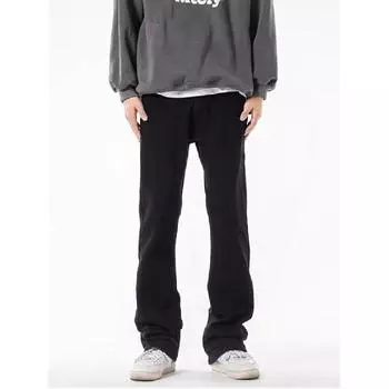 Американские вымытые джинсы из денима, мужские осенние новые свободные прямые брюки-швабры, повседневные широкие джинсовые брюки S серый