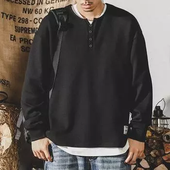 Американский 30G Тяжелый свитер мужской осенний трендовый бренд британский джентльмен Генри воротник топ мужской M белый