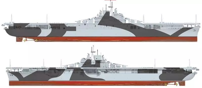 Американский авианосец Platts WW2 Essex Dazzle Camouflage Masking Sheet входит в комплект Пластиковая модель PIT009 1/700 (Корабль)