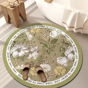 Американский цветочный диатомовый коврик для грязи, впитывающий, устойчивый к грязи, нескользящий коврик для ванной, круглый, для дома, хороший уход, коврик для ног 60 * 60cm